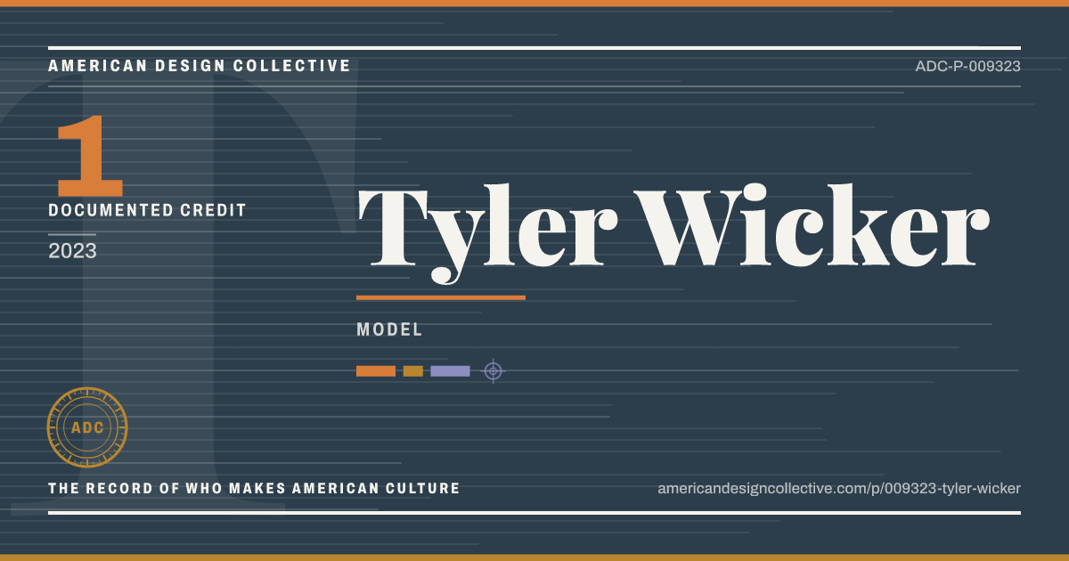Registry card for Tyler Wicker: the ADC seal, Tyler Wicker, and how much is on record.