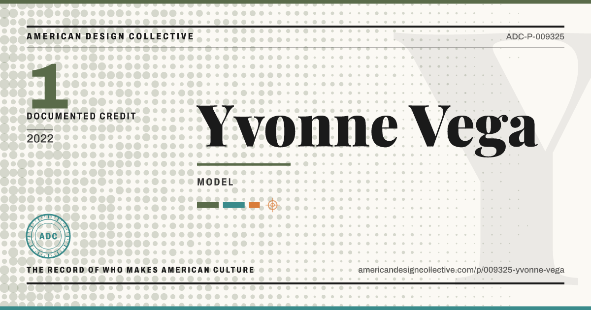 Registry card for Yvonne Vega: the ADC seal, Yvonne Vega, and how much is on record.