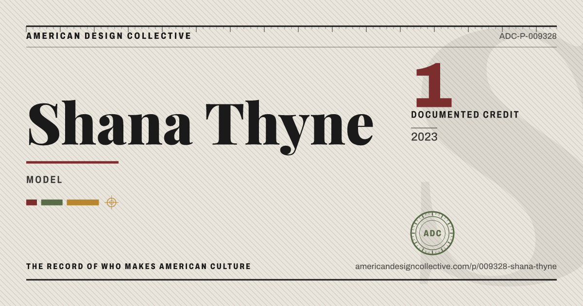Registry card for Shana Thyne: the ADC seal, Shana Thyne, and how much is on record.