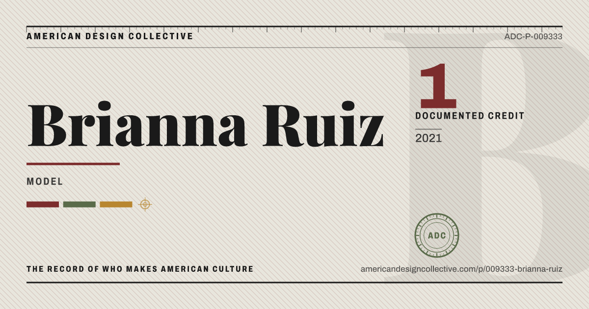 Registry card for Brianna Ruiz: the ADC seal, Brianna Ruiz, and how much is on record.