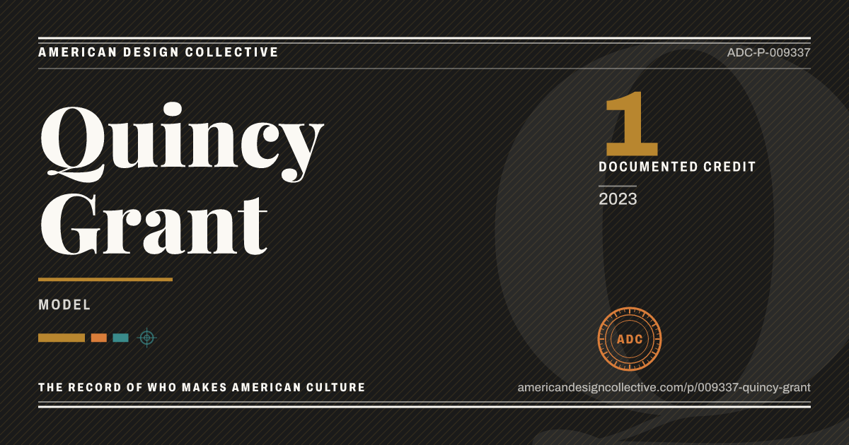 Registry card for Quincy Grant: the ADC seal, Quincy Grant, and how much is on record.