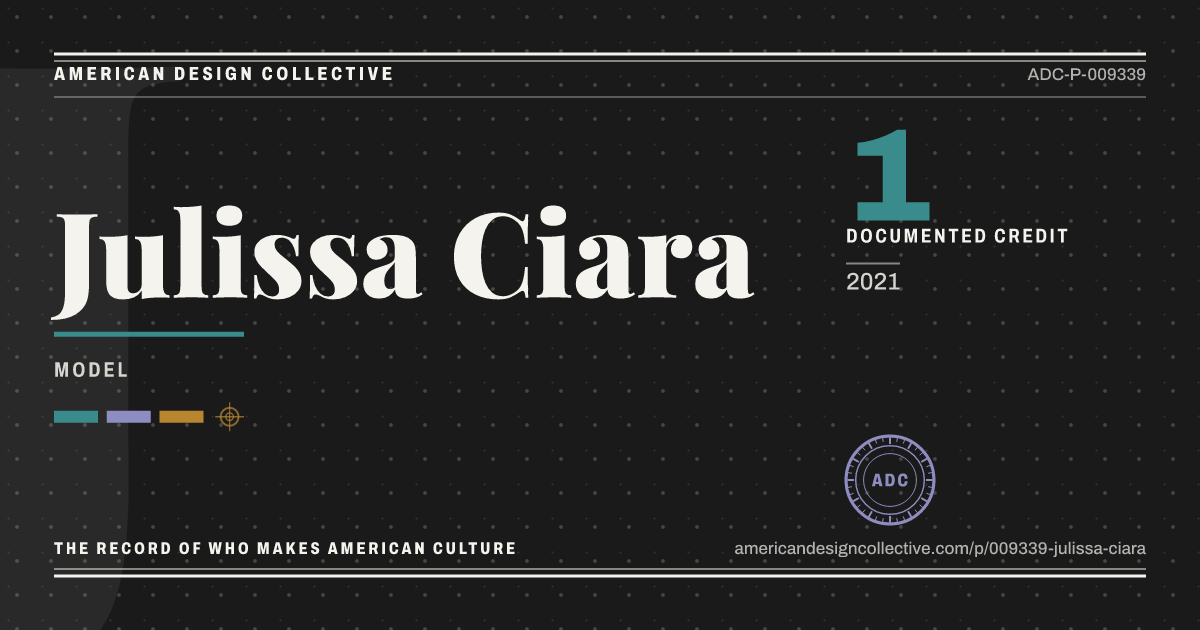 Registry card for Julissa Ciara: the ADC seal, Julissa Ciara, and how much is on record.