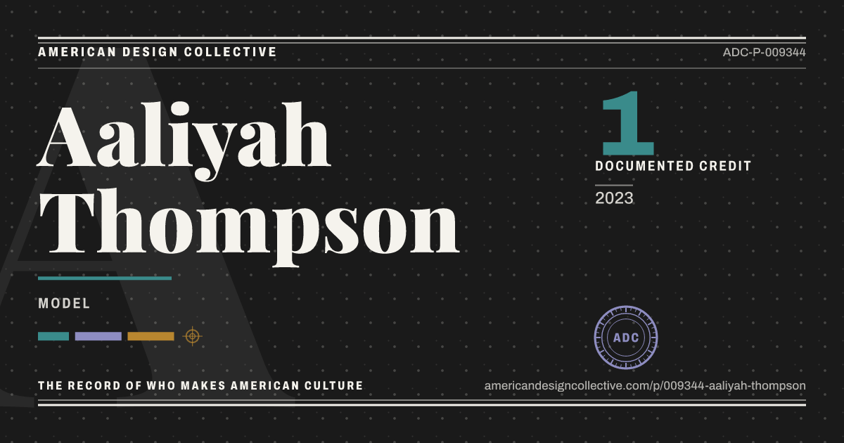 Registry card for Aaliyah Thompson: the ADC seal, Aaliyah Thompson, and how much is on record.