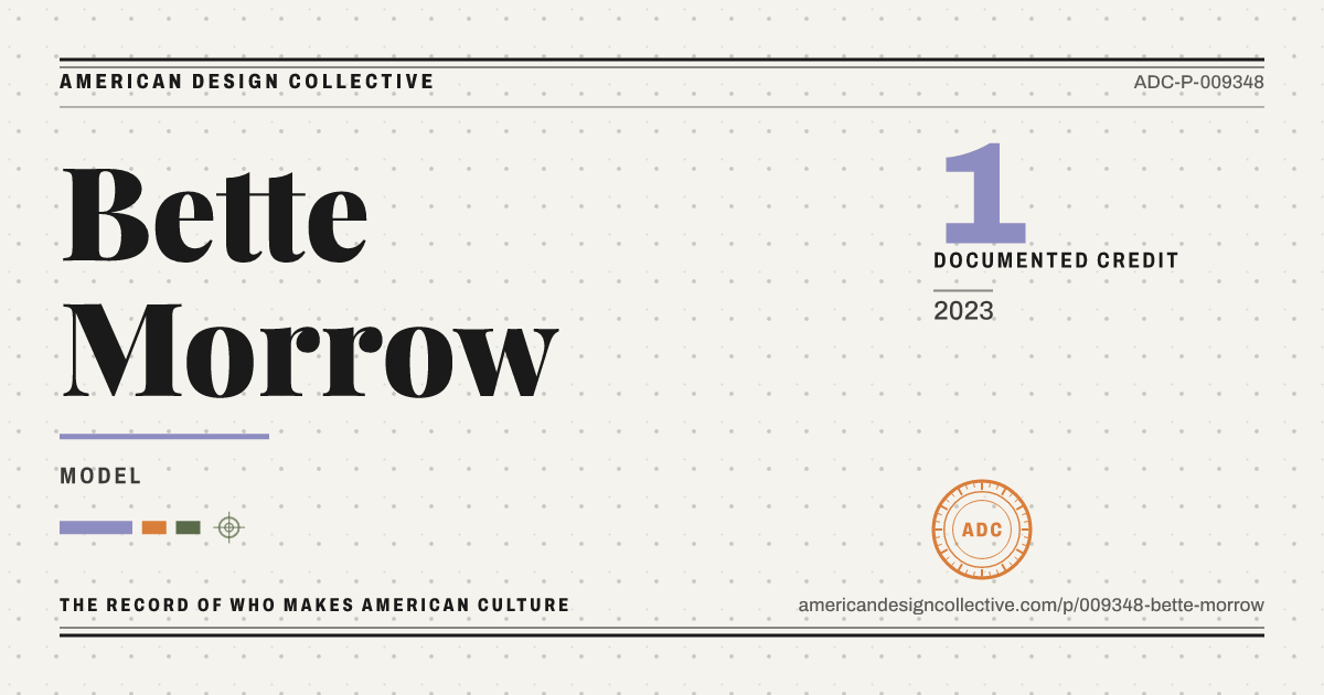Registry card for Bette Morrow: the ADC seal, Bette Morrow, and how much is on record.