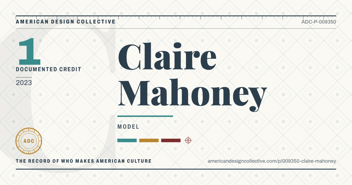 Registry card for Claire Mahoney: the ADC seal, Claire Mahoney, and how much is on record.