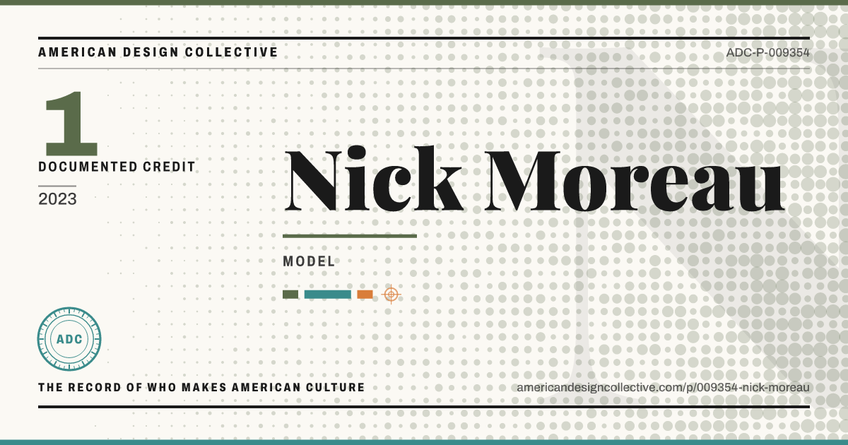 Registry card for Nick Moreau: the ADC seal, Nick Moreau, and how much is on record.