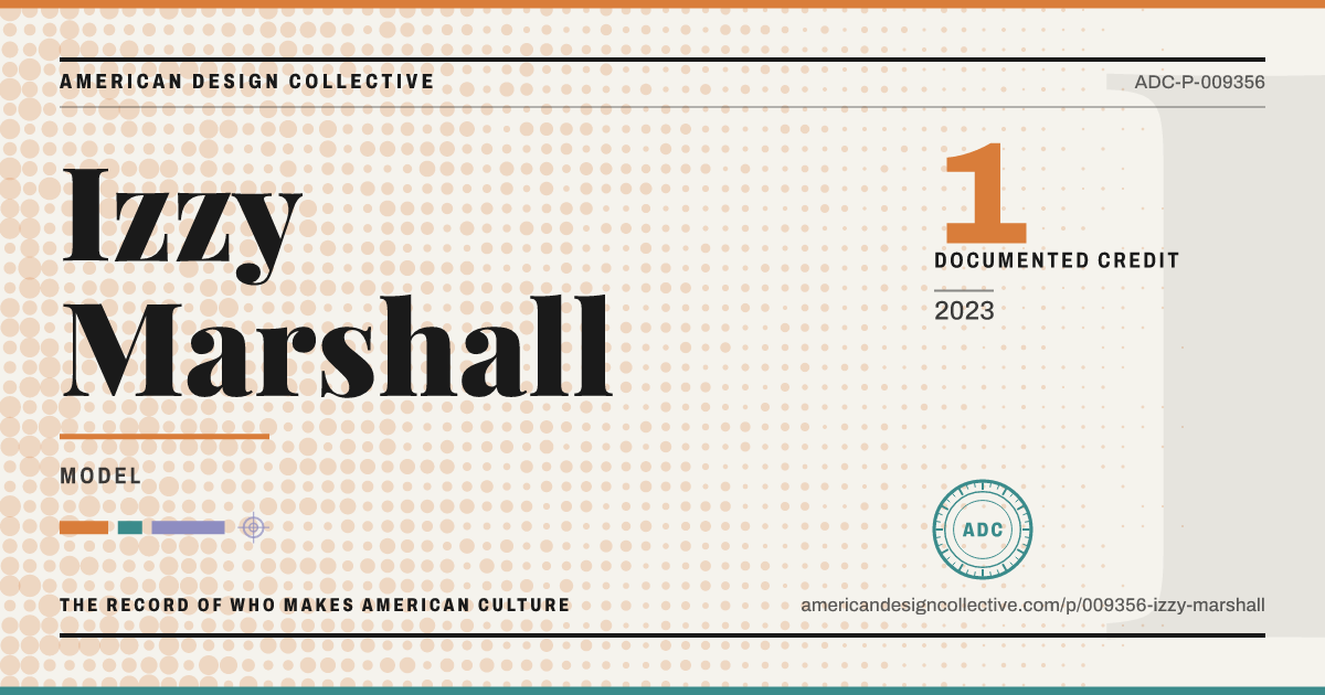 Registry card for Izzy Marshall: the ADC seal, Izzy Marshall, and how much is on record.