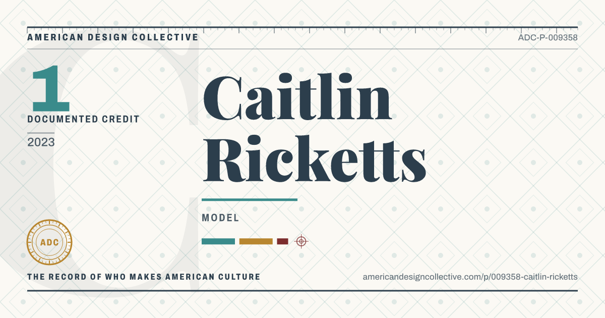 Registry card for Caitlin Ricketts: the ADC seal, Caitlin Ricketts, and how much is on record.