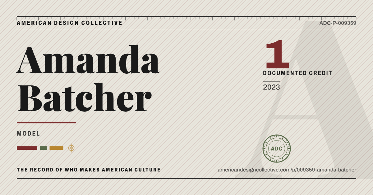 Registry card for Amanda Batcher: the ADC seal, Amanda Batcher, and how much is on record.