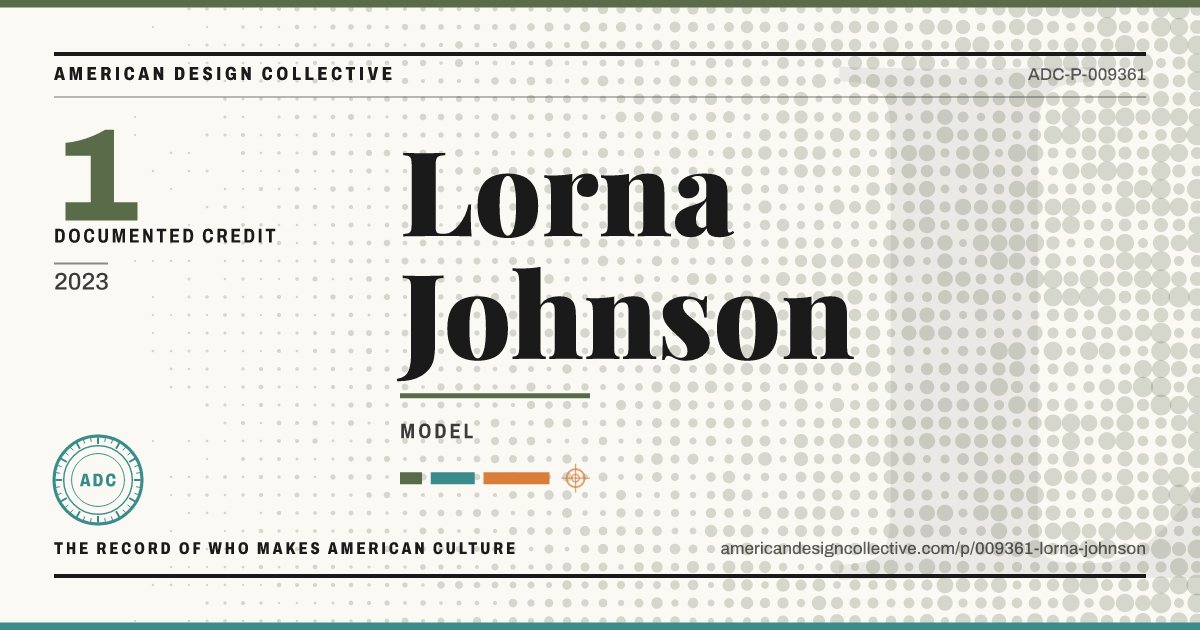 Registry card for Lorna Johnson: the ADC seal, Lorna Johnson, and how much is on record.