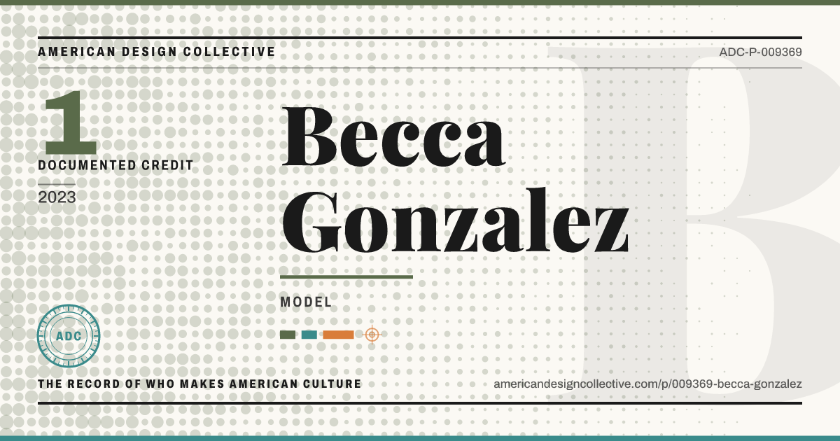 Registry card for Becca Gonzalez: the ADC seal, Becca Gonzalez, and how much is on record.