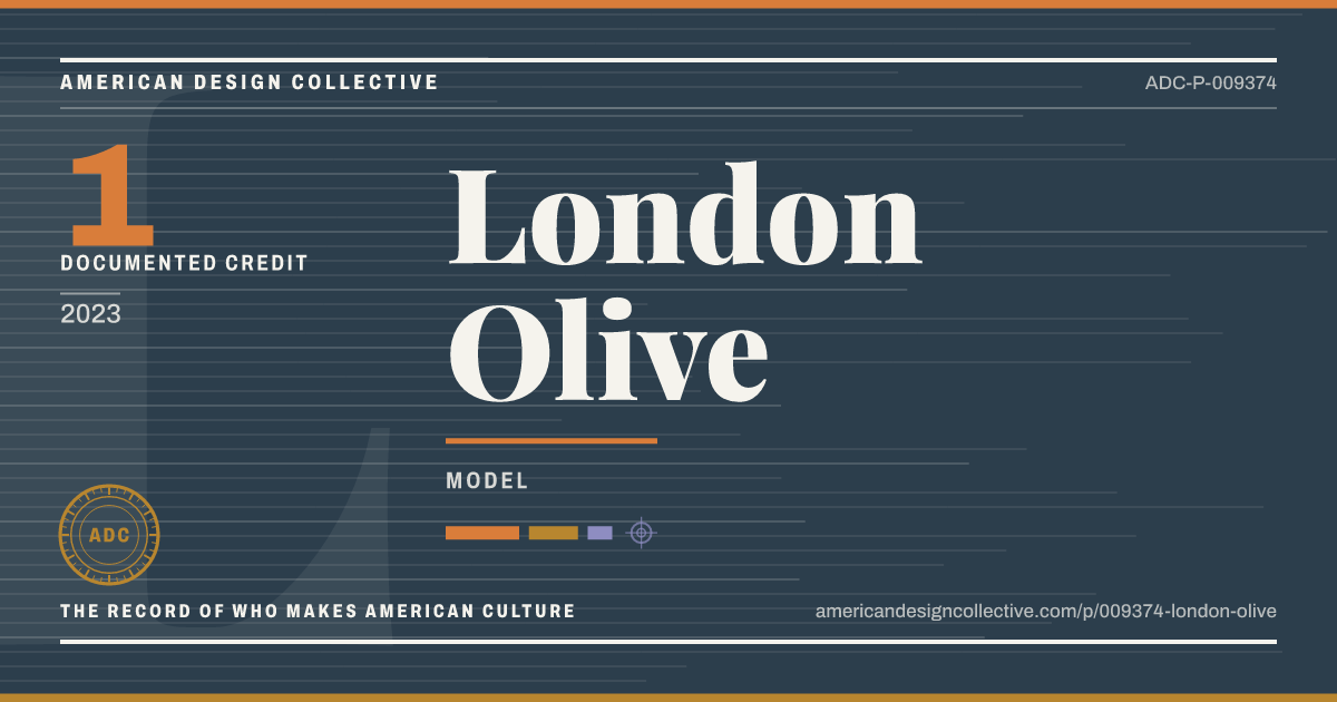 Registry card for London Olive: the ADC seal, London Olive, and how much is on record.