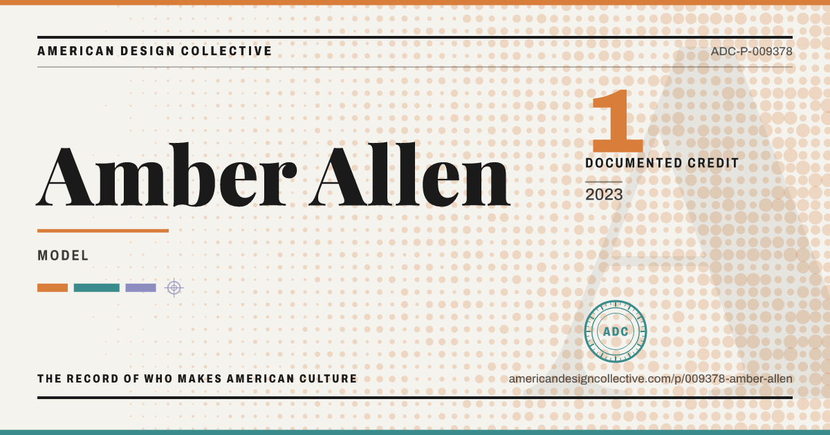 Registry card for Amber Allen: the ADC seal, Amber Allen, and how much is on record.