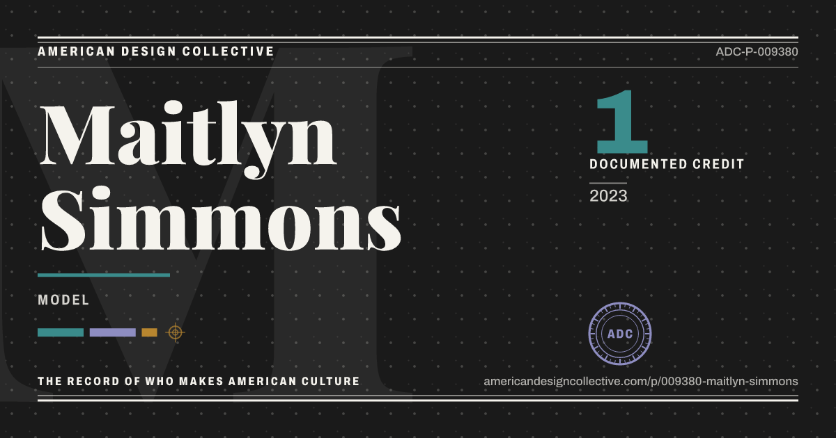 Registry card for Maitlyn Simmons: the ADC seal, Maitlyn Simmons, and how much is on record.