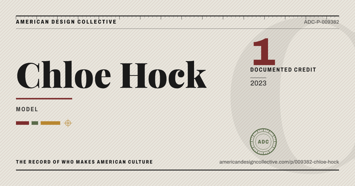 Registry card for Chloe Hock: the ADC seal, Chloe Hock, and how much is on record.