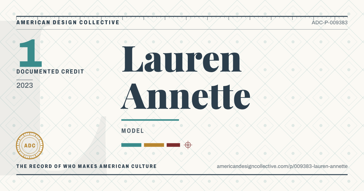 Registry card for Lauren Annette: the ADC seal, Lauren Annette, and how much is on record.