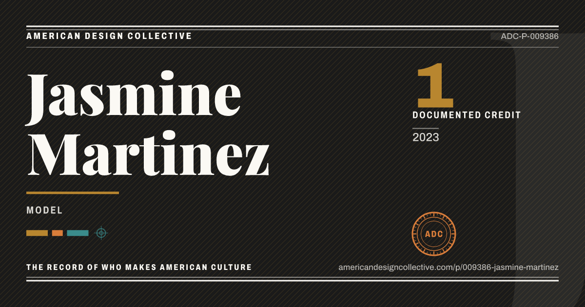 Registry card for Jasmine Martinez: the ADC seal, Jasmine Martinez, and how much is on record.