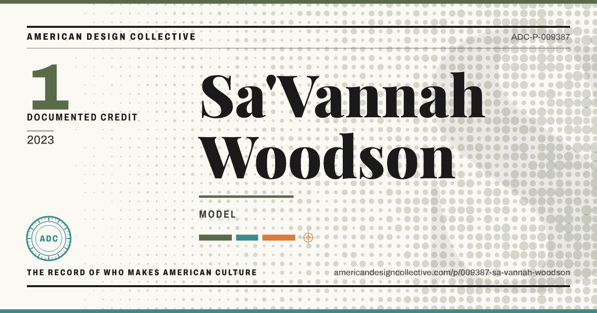 Registry card for Sa'Vannah Woodson: the ADC seal, Sa'Vannah Woodson, and how much is on record.