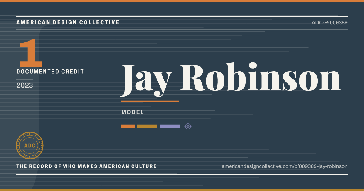 Registry card for Jay Robinson: the ADC seal, Jay Robinson, and how much is on record.