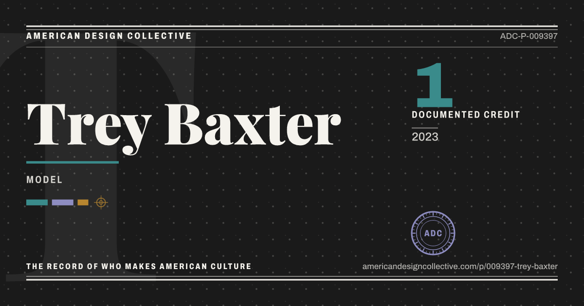 Registry card for Trey Baxter: the ADC seal, Trey Baxter, and how much is on record.