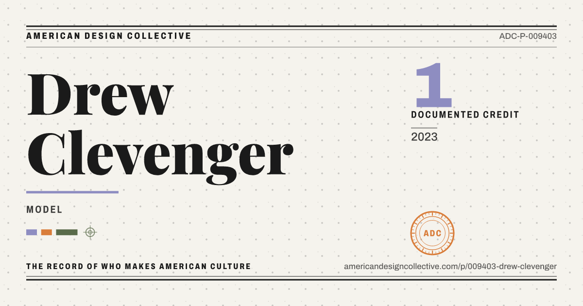 Registry card for Drew Clevenger: the ADC seal, Drew Clevenger, and how much is on record.