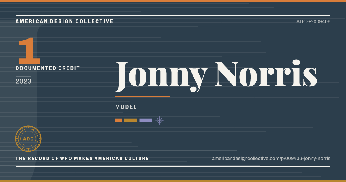 Registry card for Jonny Norris: the ADC seal, Jonny Norris, and how much is on record.