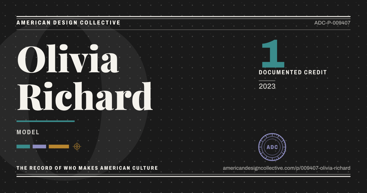 Registry card for Olivia Richard: the ADC seal, Olivia Richard, and how much is on record.