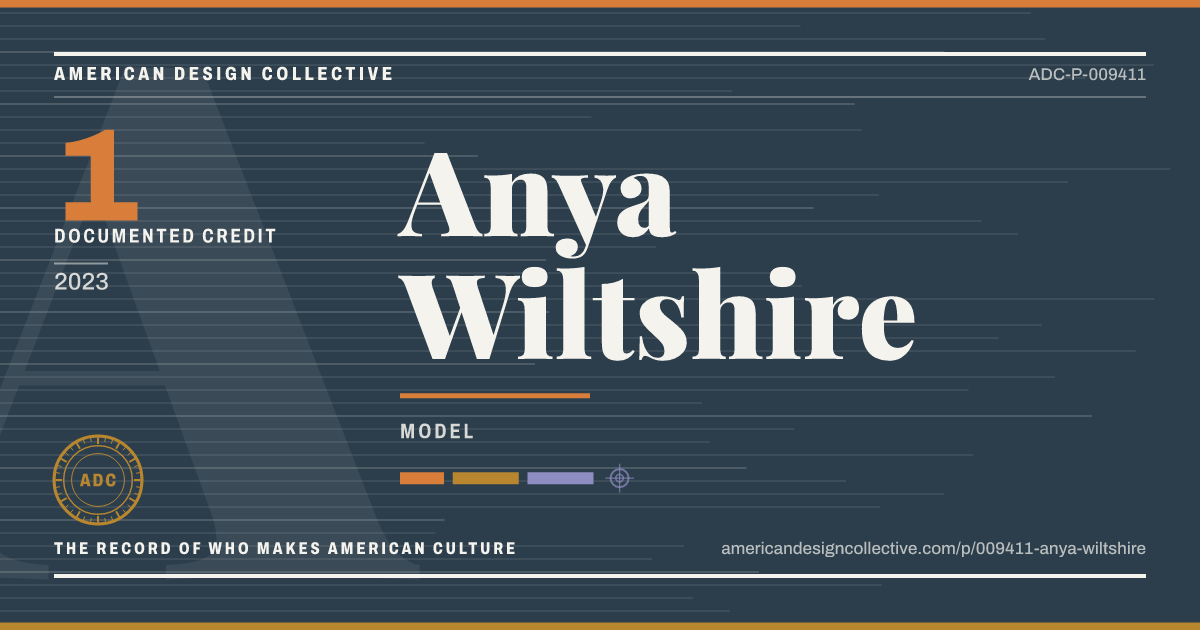 Registry card for Anya Wiltshire: the ADC seal, Anya Wiltshire, and how much is on record.