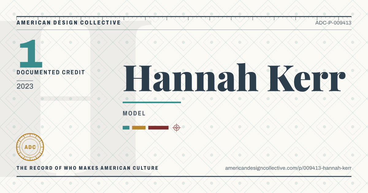 Registry card for Hannah Kerr: the ADC seal, Hannah Kerr, and how much is on record.