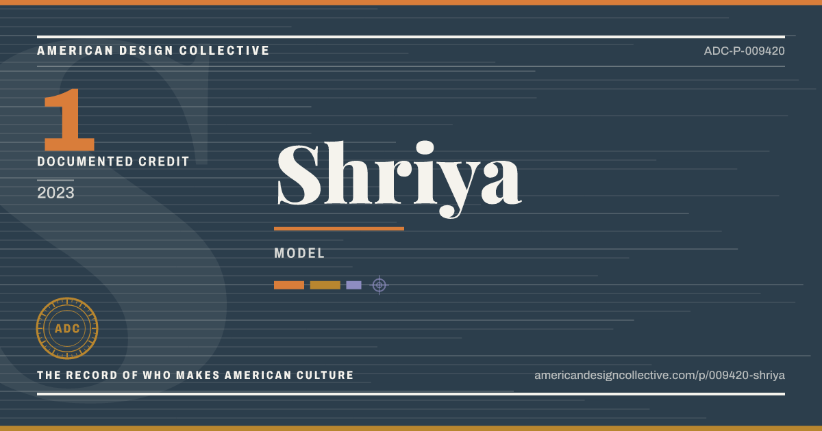 Registry card for Shriya: the ADC seal, Shriya, and how much is on record.