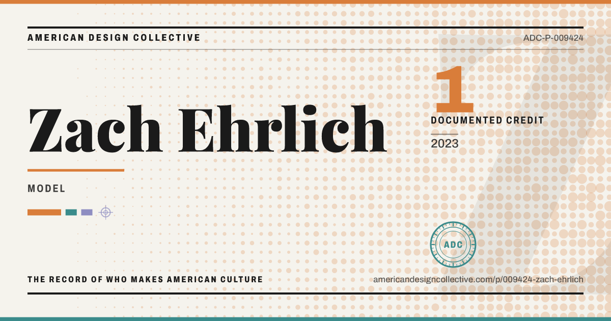 Registry card for Zach Ehrlich: the ADC seal, Zach Ehrlich, and how much is on record.