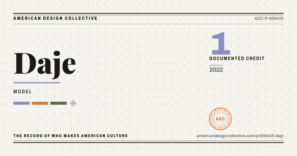 Registry card for Daje: the ADC seal, Daje, and how much is on record.