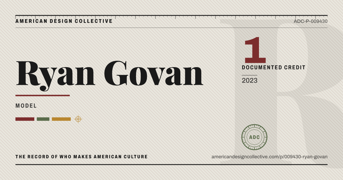 Registry card for Ryan Govan: the ADC seal, Ryan Govan, and how much is on record.