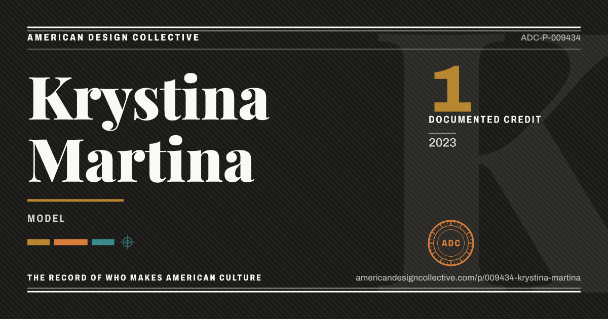 Registry card for Krystina Martina: the ADC seal, Krystina Martina, and how much is on record.