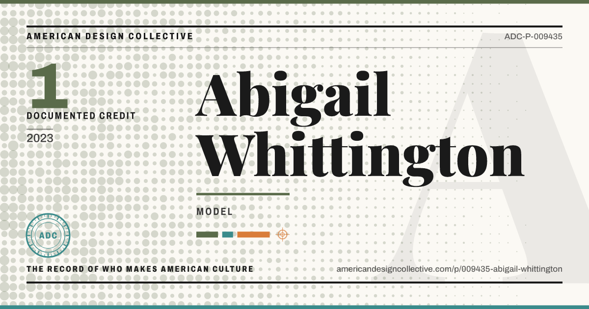 Registry card for Abigail Whittington: the ADC seal, Abigail Whittington, and how much is on record.