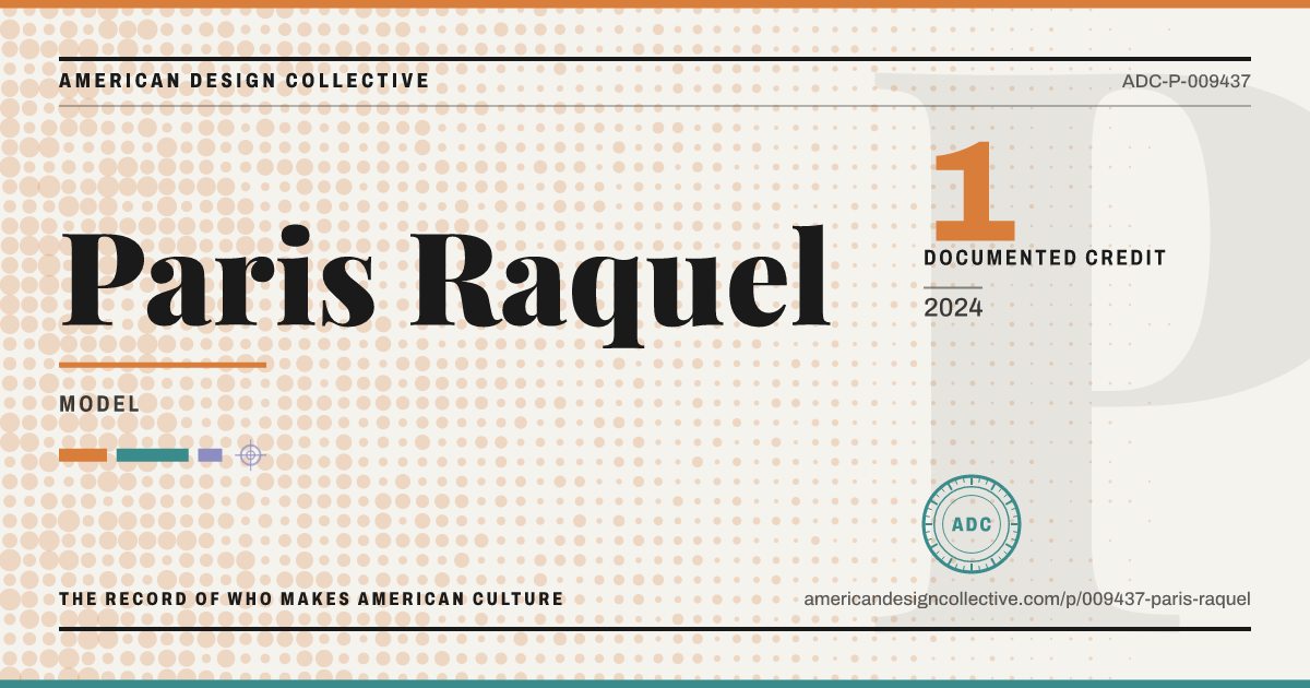 Registry card for Paris Raquel: the ADC seal, Paris Raquel, and how much is on record.