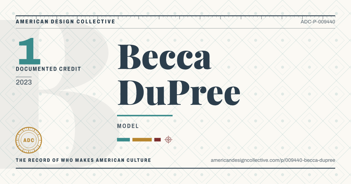 Registry card for Becca DuPree: the ADC seal, Becca DuPree, and how much is on record.