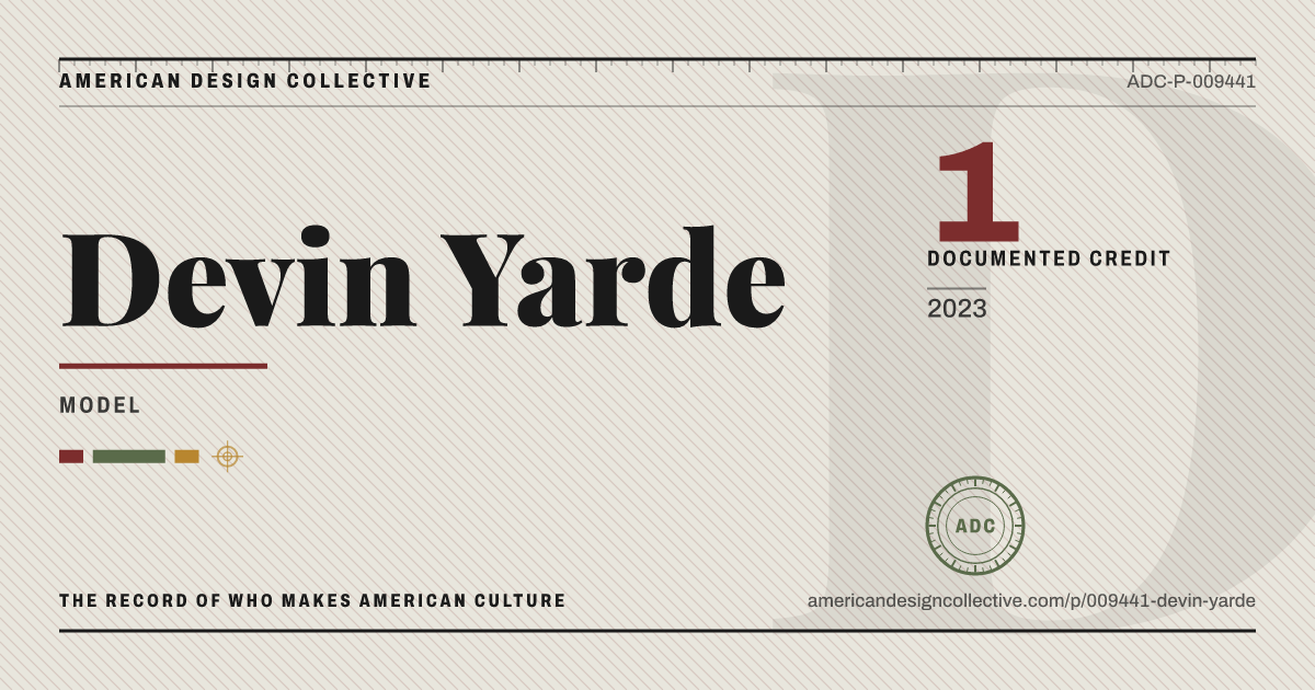 Registry card for Devin Yarde: the ADC seal, Devin Yarde, and how much is on record.