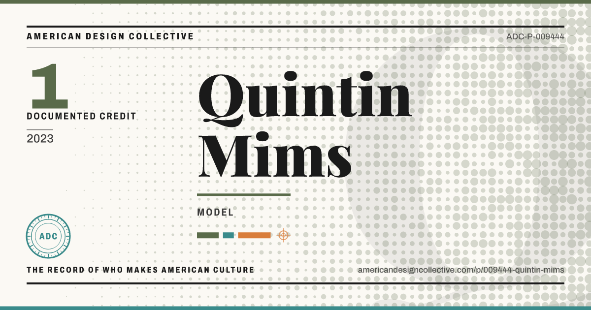 Registry card for Quintin Mims: the ADC seal, Quintin Mims, and how much is on record.