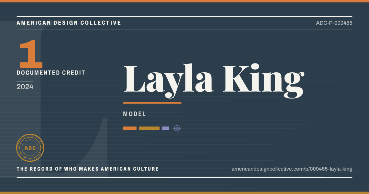 Registry card for Layla King: the ADC seal, Layla King, and how much is on record.