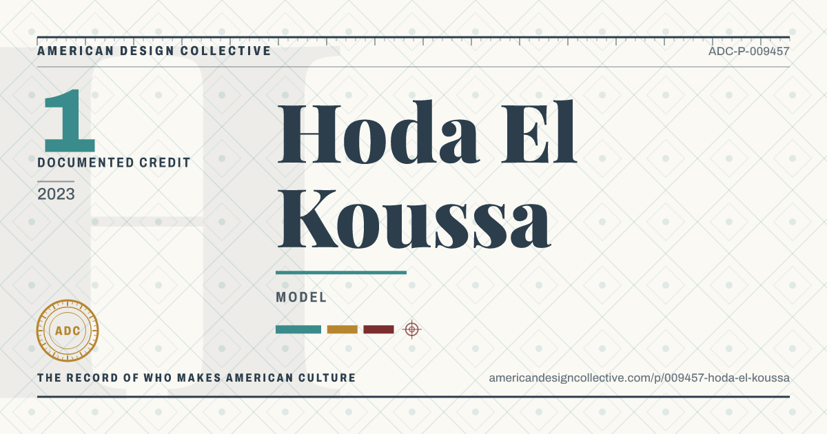 Registry card for Hoda El Koussa: the ADC seal, Hoda El Koussa, and how much is on record.