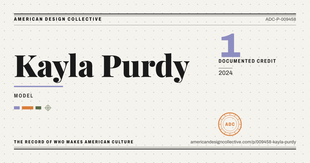 Registry card for Kayla Purdy: the ADC seal, Kayla Purdy, and how much is on record.