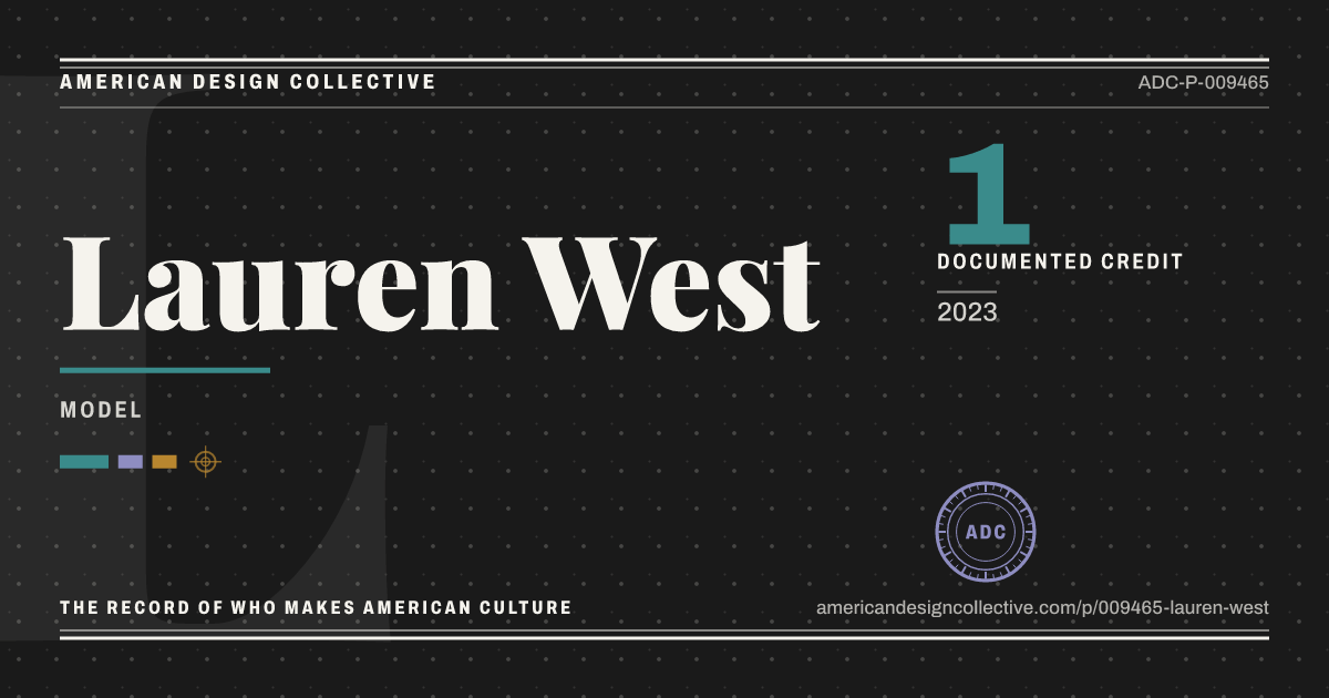 Registry card for Lauren West: the ADC seal, Lauren West, and how much is on record.