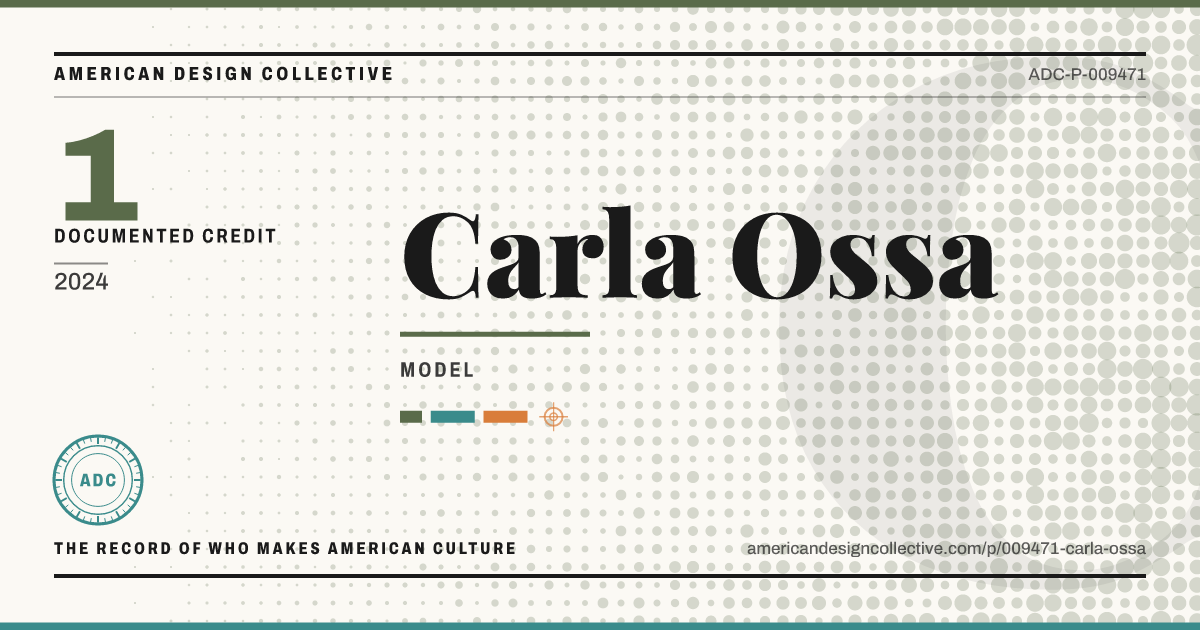 Registry card for Carla Ossa: the ADC seal, Carla Ossa, and how much is on record.