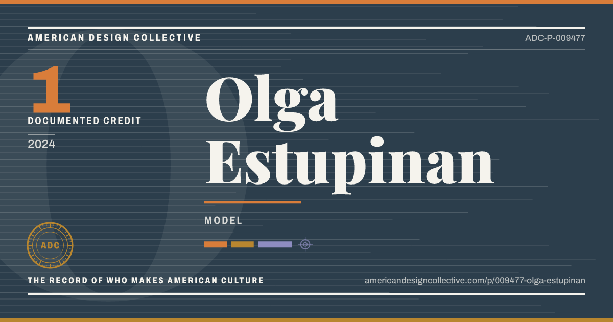 Registry card for Olga Estupinan: the ADC seal, Olga Estupinan, and how much is on record.