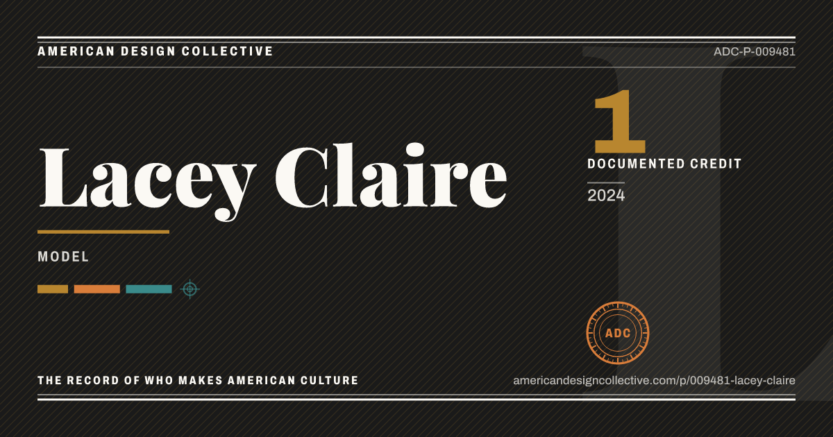 Registry card for Lacey Claire: the ADC seal, Lacey Claire, and how much is on record.