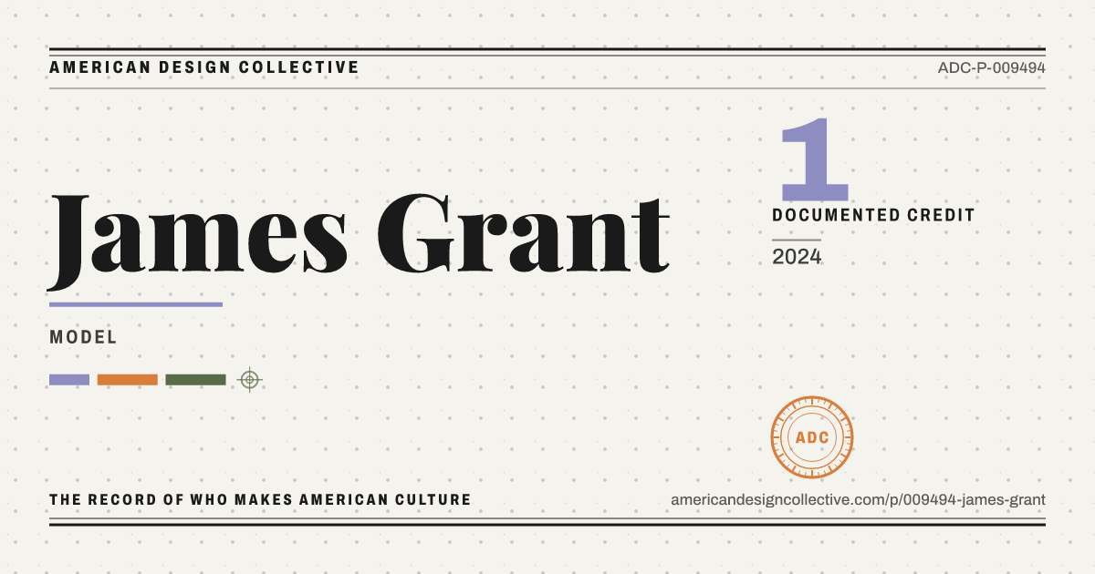 Registry card for James Grant: the ADC seal, James Grant, and how much is on record.