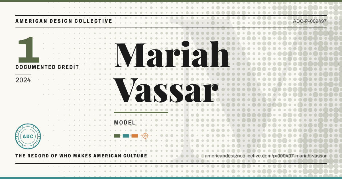 Registry card for Mariah Vassar: the ADC seal, Mariah Vassar, and how much is on record.