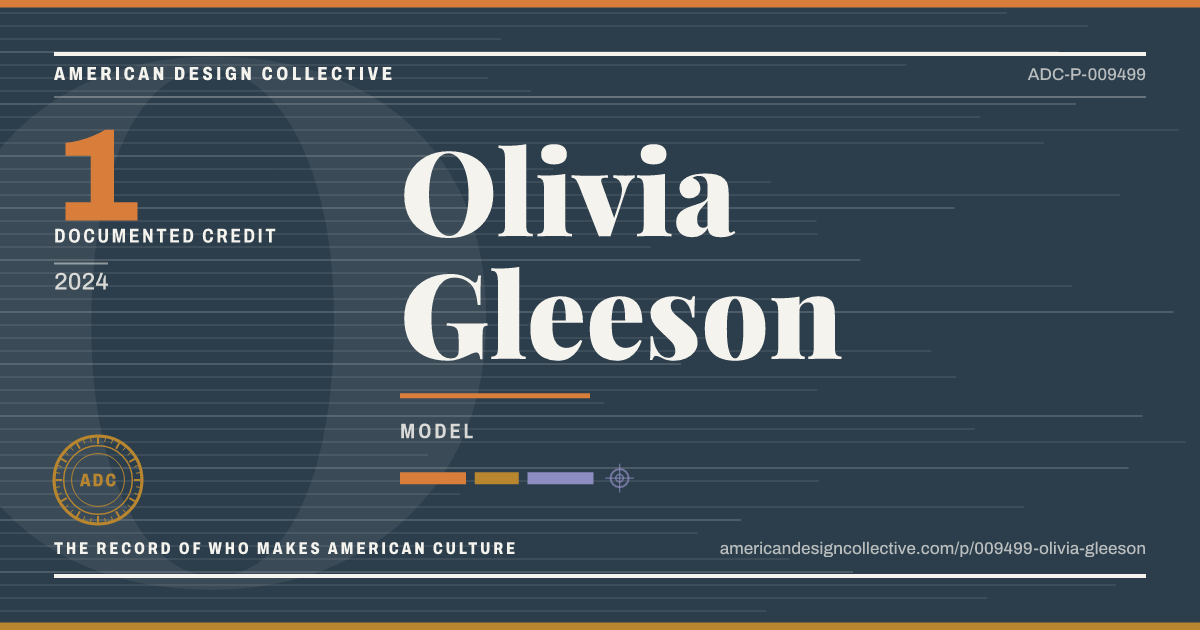 Registry card for Olivia Gleeson: the ADC seal, Olivia Gleeson, and how much is on record.
