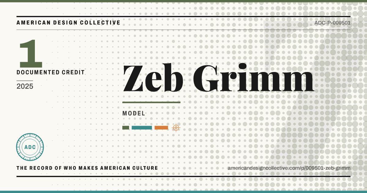 Registry card for Zeb Grimm: the ADC seal, Zeb Grimm, and how much is on record.